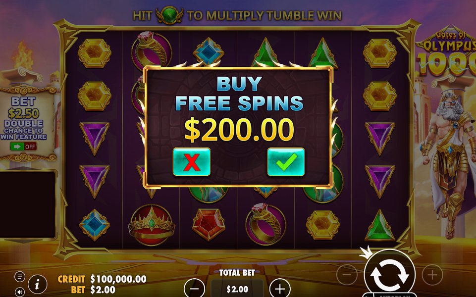 Bonusrundans start med fyra Zeus Scatter-symboler